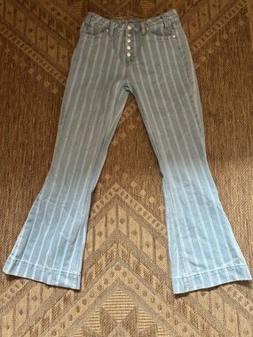 Rock & Roll Cowgirl Light Blue Striped Boot Cut Jeans
